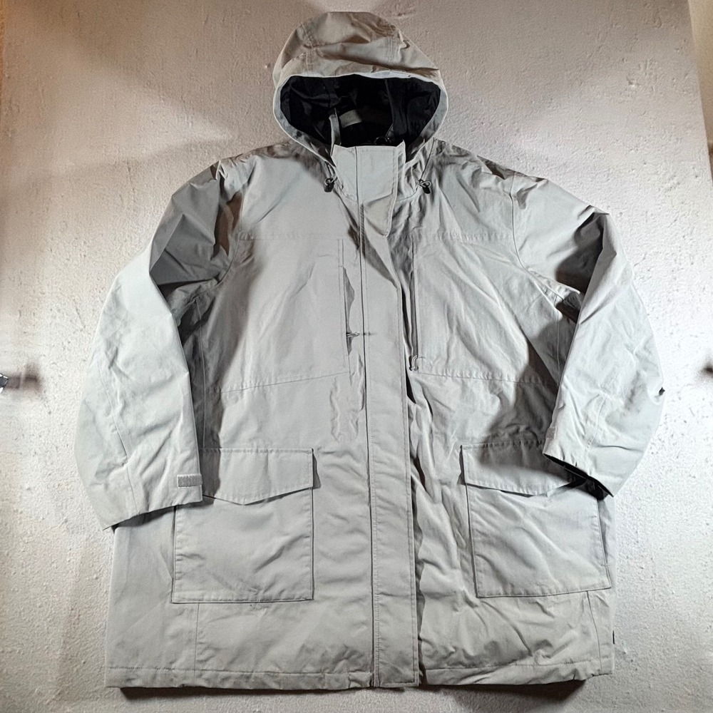 Lands End Mens 3X Squall Jacket Light Gray Fleece Lined Hooded Parka Coat